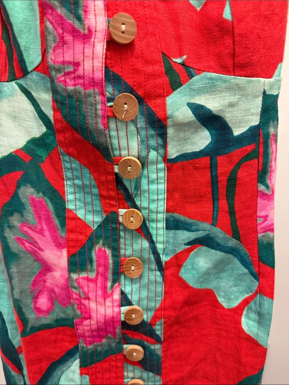 FARM Rio Red Tropical-Print Button-Front Mini Dress - Picture 2 of 4